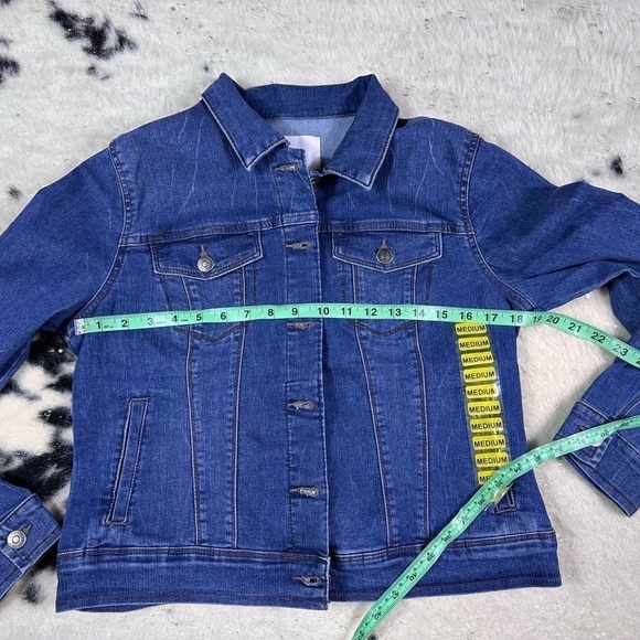 Nine West Women’s Dark Wash Stretch Denim Jacket Wize Medium NWT - Picture 8 of 9